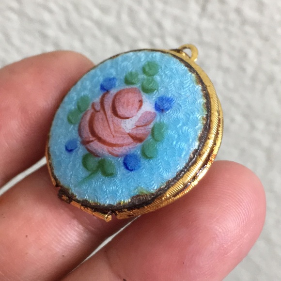 🖤Vtg cloisonné locket pendant - Picture 5 of 14